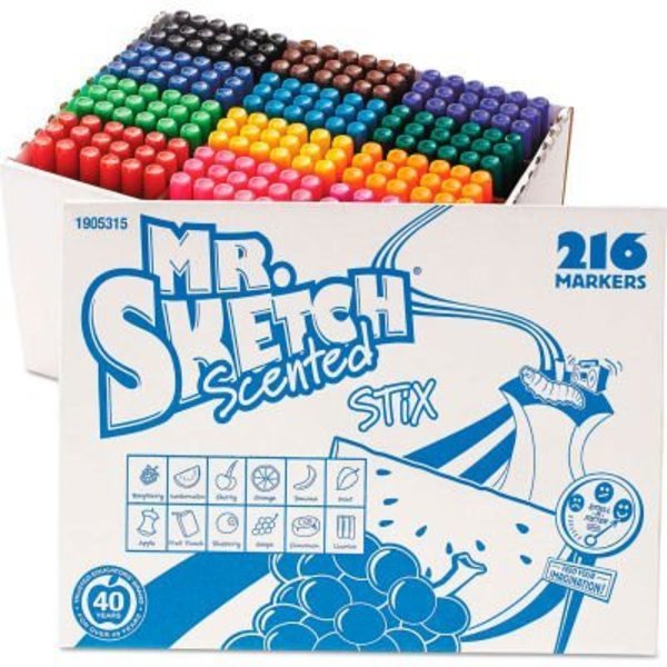 Sanford Mr. Sketch Scented Stix Watercolor Markers - Fine Point - 12 Colors - 216 Pack 1905315